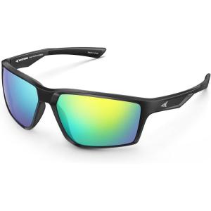 image:imageKastKing Osage Polarized Sport Sunglasses for Men and Women Ideal for Driving Fishing Cycling Running UV ProtectionFrame Black Lens Green Mirror