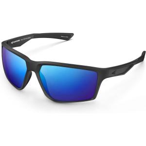 image:imageKastKing Osage Polarized Sport Sunglasses for Men and Women Ideal for Driving Fishing Cycling Running UV ProtectionFrame Matte Black Lens Cobalt Blue Mirror