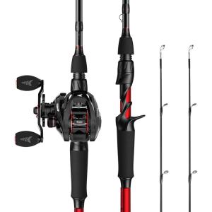 image:imageKastKing Royale Legend II Twin Tip Fishing Rod and Reel Combos Spinning amp Casting Combo IM6 Graphite 2Pc Blanks Extra Backup Tip Section StainlessSteel Guides KastFlex Technology EVA HandlesCast Left Reel  70 Mh Rod2 Pcs  Extra Tips