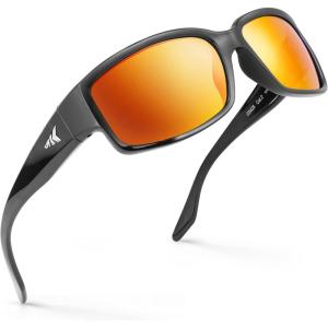 image:imageKastKing Skidaway Polarized Sport Sunglasses for Men and WomenIdeal for Driving Fishing Cycling and RunningUV ProtectionFrame Gloss Black  Lens Amber  Scarlet Mirror