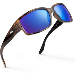 image:imageKastKing Skidaway Polarized Sport Sunglasses for Men and WomenIdeal for Driving Fishing Cycling and RunningUV ProtectionFrame Gloss Tal Brown  Lens Smoke  Blue Ocean Mirror