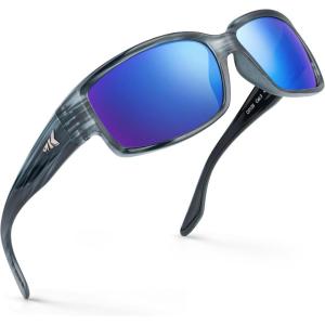 image:imageKastKing Skidaway Polarized Sport Sunglasses for Men and WomenIdeal for Driving Fishing Cycling and RunningUV ProtectionFrame Gloss Tal Light Gray  Lens Smoke  Blue Ocean Mirror