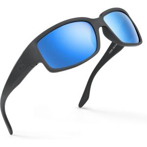 image:imageKastKing Skidaway Polarized Sport Sunglasses for Men and WomenIdeal for Driving Fishing Cycling and RunningUV ProtectionFrame Matte Blackout  Lens Smoke  Ice Mirror