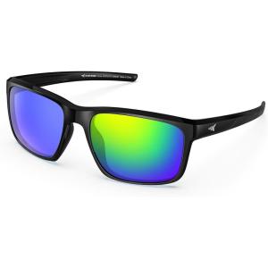 image:imageKastKing Toccoa Polarized Sport Sunglasses for Men and WomenIdeal for Driving Fishing Cycling and RunningUV ProtectionL Frame Gloss Black  Lens Brown Base  Chartreuse Mirror