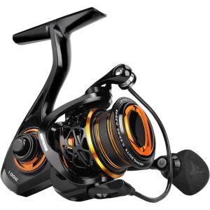image:imageKastKing Zephyr Spinning Reels  7161 BB  Carbon Fiber Drag  Stainless Steel Shaft  Aluminum amp CNC Spool  BlackGreenOrange  Sizes 5001000 SFS  ICE Fishing Ready ReelsFinesseOrange
