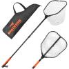 image:imageKastKing Brutus Folding Landing Net with Boat Hook Foldable Extendable Lightweight amp Strong MultiFunctional Builtin Boat Hook NonSlip amp Bright Orange TPR Handle Two Nets OptionsSilicone Net  75 Full
