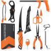 image:imageKastKing SteelStream 8pc Fishing Tool Kit  Fishing Pliers with Lanyard Fillet Knife Floating Fish Lip Gripper Fishing Braid Scissors Tool Retractor Fishing Hook Remover Bungee Cords