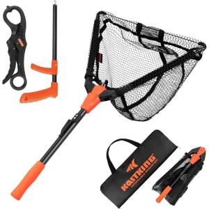 image:imageKastKing Pontus Fishing Net Foldable amp Lightweight Landing Net with Built in Length Scale Strength Aluminum Handle Fishing Gear and Gift for MenNet Combo Hoop Size 16not Extendable