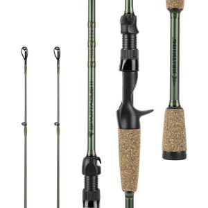 image:imageKastKing Spartacus II Fishing Rods  IM6 Graphite Blanks Casting amp Spinning Rods 2Piece Rods with Extra Tip Section PTS Power Transition System KastFlex Technology Rubber Cork HandleCast Stryker Green