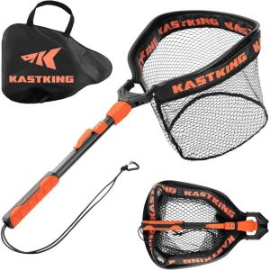 image:imageKastKing Titanet Fishing Net Durable Aluminum Handle NonSlip HiVis Grip Compact Bag amp Lanyard Ideal for Kayak Lake Fly or River Fishing 2 Net OptionsPvc Net  32 Total Length Fixed Handle