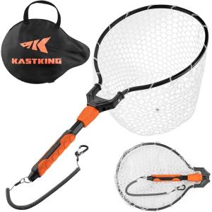 image:imageKastKing Titanet Fishing Net Durable Aluminum Handle NonSlip HiVis Grip Compact Bag amp Lanyard Ideal for Kayak Lake Fly or River Fishing 2 Net OptionsSilicone Net  26 Total Length Fixed Handle