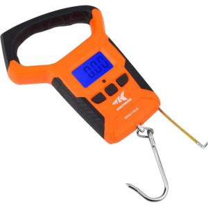 image:imageKastKing Fish Scale Water Resistant Digital Scale with Ruler 110lb Capacity Dual Mode  PoundsOunces amp Kilograms Light Strong ABS Frame NonSlip Handle Retractable 38 inch Tape Measure