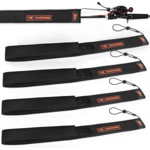 image:imageKastKing MeshGuard Rod Socks Fishing Rod Sleeve Neoprene Fishing Pole Sleeve Fishing Rod Covers Builtin Hanging Loop amp Adjustable Lanyard Fits Casting Spinning amp Fly RodsBlack 4 Pcs