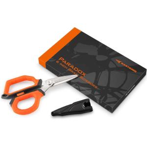 image:imageKastKing Paradox 9Inch Fishing Bait Shears Multifunctional Fishing Scissors With 5CR15 Stainless Steel Blades NonSlip Elastomer Handle Protective Sheath BuiltIn CarabinerC 6 Braid Scissors