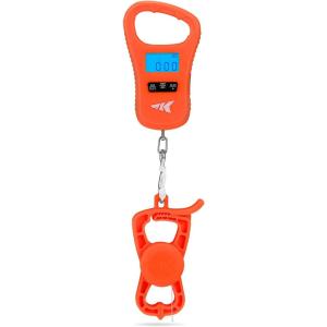 image:imageKastKing ToughTide Fishing Scale USB Charging 65lb Capacity UltraThin Digital Fish Scale LCD Display Ergonomic Handle Fish Scales Digital Weight Fishing Accessories for MenD Orange Combo