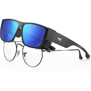image:imageKastKing Comal FitOver Polarized Sports Sunglasses With PuriVex Protective Lens Coating Fishing Driving UV400 Men WomenB Matte Black Frame  Blue Ocean Mirror