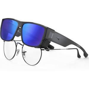 image:imageKastKing Comal FitOver Polarized Sports Sunglasses With PuriVex Protective Lens Coating Fishing Driving UV400 Men WomenD Gloss Dark Gray Frame  Cobalt Mirror