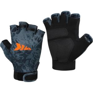 image:imageKastKing Gill Raker Gloves UPF 50 FrostWeave Yarn Cooling Fabric NonSlip Grip QuickDry Short Cuff Comfort Reflective Logo Fishing Hiking OutdoorsA Prym1 Camo Blackout