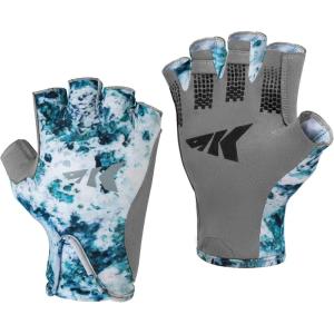 image:imageKastKing Gill Raker Gloves UPF 50 FrostWeave Yarn Cooling Fabric NonSlip Grip QuickDry Short Cuff Comfort Reflective Logo Fishing Hiking OutdoorsC Boulder Camo Ice