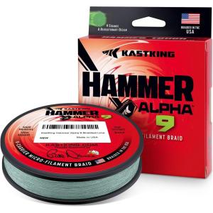 image:imageKastKing Hammer Alpha 9 UHMWPE Braided Fishing Line  Made in The USA Strong and Smooth Round 9Carrier Colorfast Braided Fishing Line Perfect for Most Fishing Reel and Finesse ApplicationsMOSS GREEN