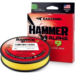 image:imageKastKing Hammer Alpha 9 UHMWPE Braided Fishing Line  Made in The USA Strong and Smooth Round 9Carrier Colorfast Braided Fishing Line Perfect for Most Fishing Reel and Finesse ApplicationsYELLOW