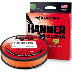 image:imageKastKing Hammer Alpha 9 UHMWPE Braided Fishing Line  Made in The USA Strong and Smooth Round 9Carrier Colorfast Braided Fishing Line Perfect for Most Fishing Reel and Finesse ApplicationsORANGE
