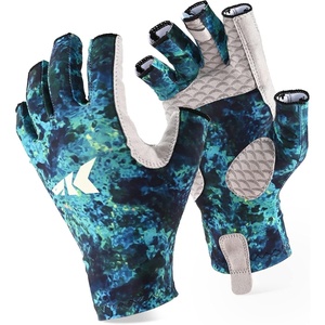 image:imageKastKing La Sal Fishing Gloves UPF50 Sun Gloves UV Protection Fingerless Gloves Men Women for Outdoor Kayaking Rowing Paddling Canoeing HuntingF Boulder Camo Aquarius