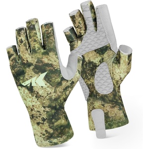 image:imageKastKing La Sal Fishing Gloves UPF50 Sun Gloves UV Protection Fingerless Gloves Men Women for Outdoor Kayaking Rowing Paddling Canoeing HuntingL Boulder Camo Tan