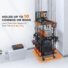 image:imageKastKing V12 Gear Trolley Indoor Fishing Rod Holder for 12 Combos 3Tier Fishing Rod Rack With Peg Wall Patented Builtin Line Spooler Mobile Tackle Storage Cart With Locking WheelsAStandard Model 10 Rods