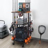 image:imageKastKing V12 Gear Trolley Indoor Fishing Rod Holder for 12 Combos 3Tier Fishing Rod Rack With Peg Wall Patented Builtin Line Spooler Mobile Tackle Storage Cart With Locking WheelsAStandard Model 10 Rods
