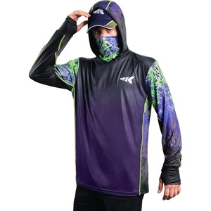 image:imageKastKing Performance UPF50 Fishing Hoodie for Men and WomenOwildcat Purple and Lime Green With Neck Gaiter