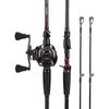 image:imageKastKing MaxSteel TwinTip Spinningamp Baitcaster Fishing Rod and Reel ComboCast 200 Size LH Reel  76 H 2Piece  Extra Tip