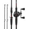 image:imageKastKing MaxSteel TwinTip Spinningamp Baitcaster Fishing Rod and Reel ComboCast 200 Size RH Reel  74 MH 2Piece  Extra Tip