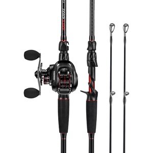 image:imageKastKing MaxSteel TwinTip Spinningamp Baitcaster Fishing Rod and Reel ComboCast 100 Size LH Reel  66 MH 2Piece  Extra Tip
