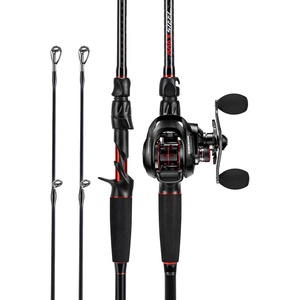 image:imageKastKing MaxSteel TwinTip Spinningamp Baitcaster Fishing Rod and Reel ComboCast 100 Size RH Reel  7 MH 2Piece  Extra Tip