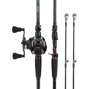 image:imageKastKing MaxSteel TwinTip Spinningamp Baitcaster Fishing Rod and Reel ComboCast 200 Size LH Reel  76 H 2Piece  Extra Tip